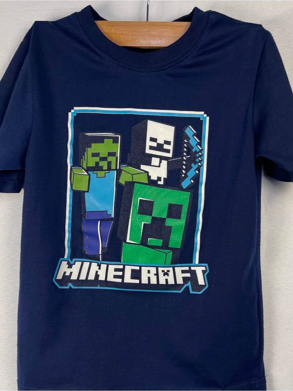 Target Navy Blue Minecraft Graphic Tee with Green and Blue Characters